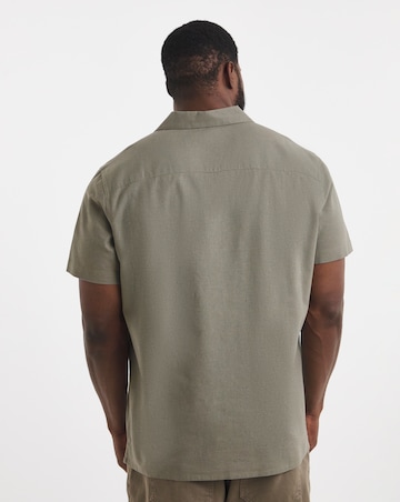 Short Sleeve Revere Linen Blend Shirt