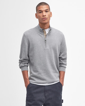Barbour Cotton 1/2 Zip Knitted Jumper - Grey Marl