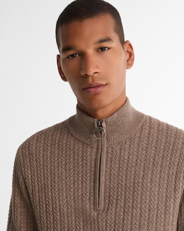 Barbour Herringbone Knitted 1/2 Zip - Stone