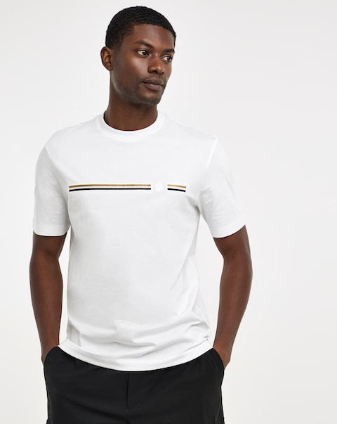 BOSS Short Sleeve Stripe Logo T-Shirt - White