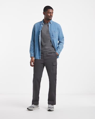Pure Cotton Crew Neck T-Shirt Long Length- Charcoal