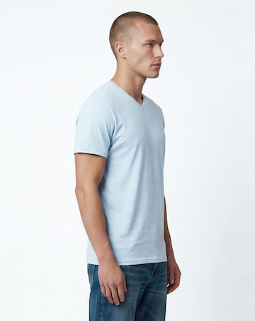 Pure Cotton V Neck T-Shirt Long - Blue Marl