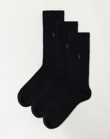 Polo Ralph Lauren 3 Pack Soft Touch Ribbed Socks - Black