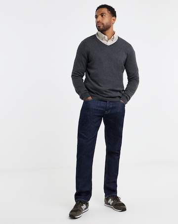 Cotton Knitted V Neck Jumper Long