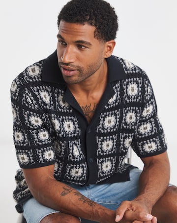 Only & Sons Bart Crochet Shirt - Navy