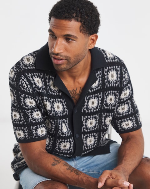 Only & Sons Bart Crochet Shirt - Navy