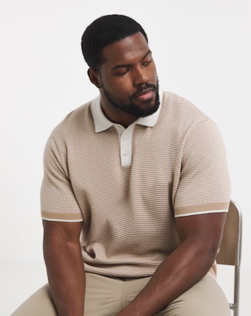 Geo Patterned Short Sleeve Knitted Polo