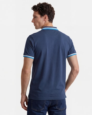 Tipped Pique Polo Long Length-Navy