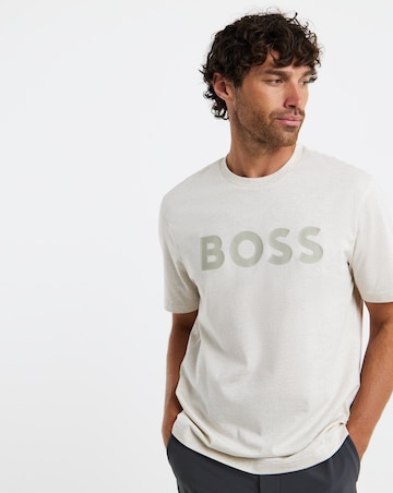 BOSS Short Sleeve Structure Logo T-Shirt - Ecru