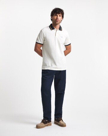 Barbour Anthron Short Sleeve Textured Tailored Polo Shirt - White