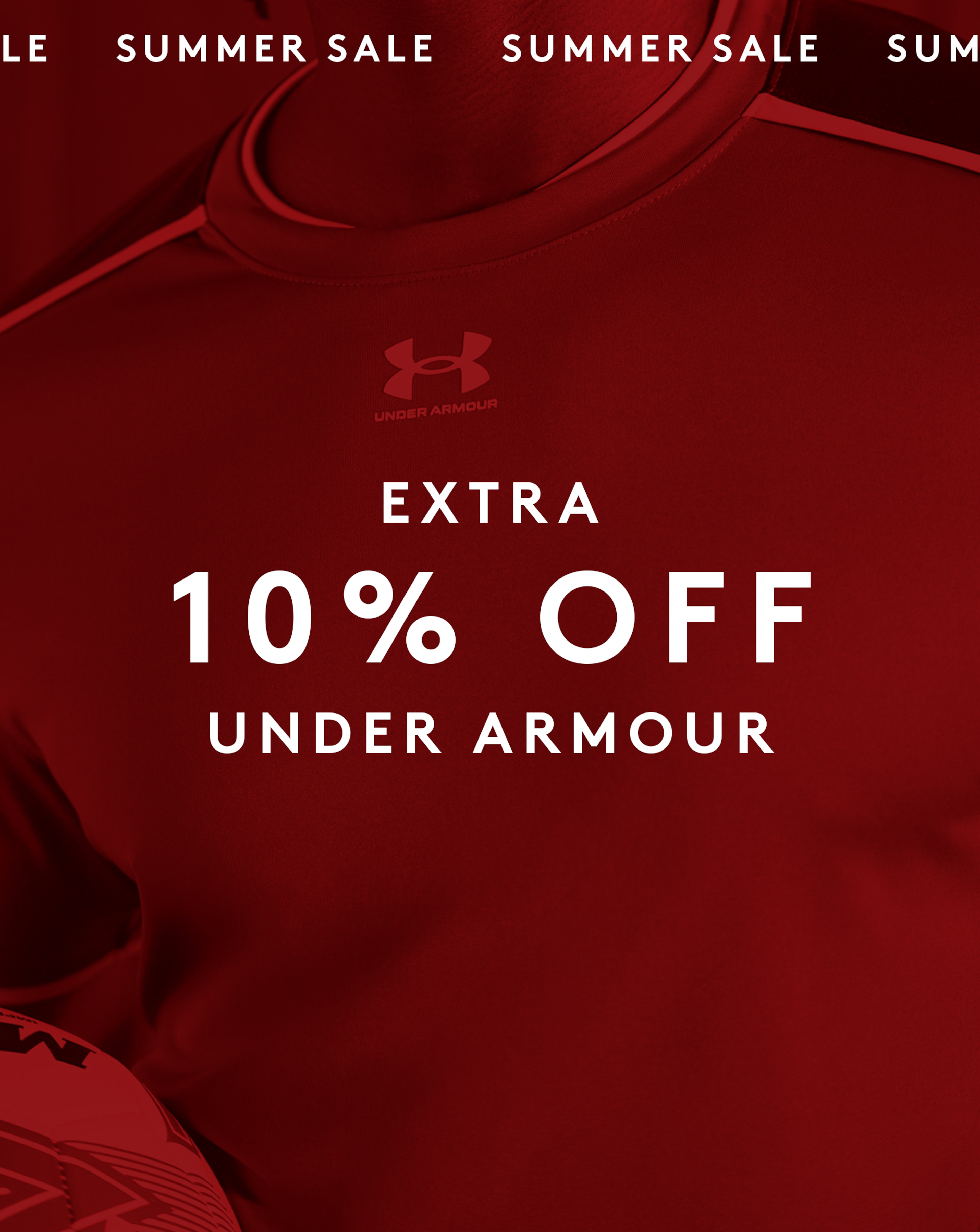 Extra 10% Off Under Armour. Under Armour Challenger Train T-Shirt is pictured beneath red sale colour