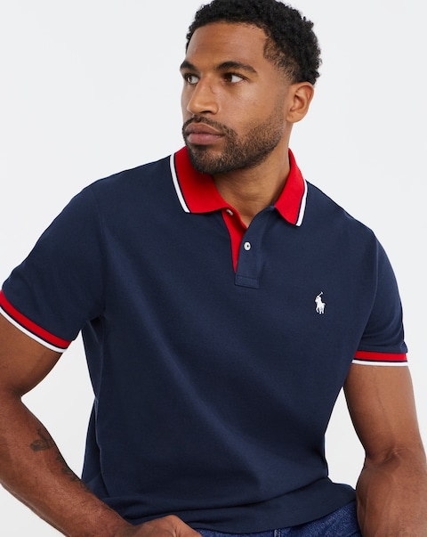 Polo Ralph Lauren Short Sleeve Tipped Collar Polo - Navy