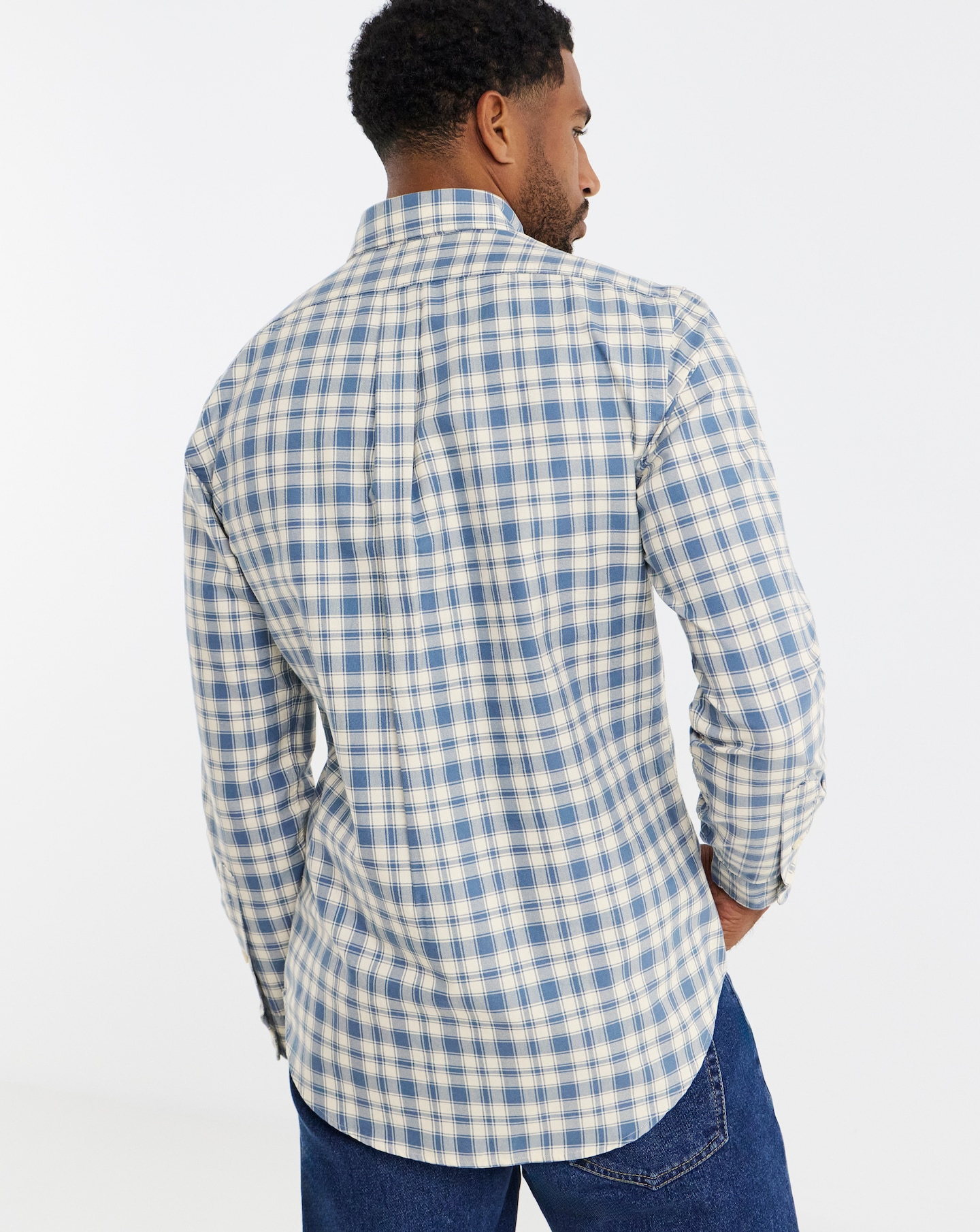 Polo Ralph Lauren Long Sleeve Check Oxford Shirt - Blue/Cream | Jacamo