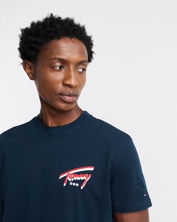 Tommy Jeans Short Sleeve Signature Back Print T-Shirt - Navy
