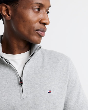 Tommy Hilfiger Cotton Cashmere 1/4 Zip Jumper - Grey Heather