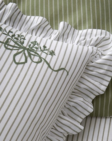 Appletree Frilled Embroidered Bow Stripe Duvet Cover Set