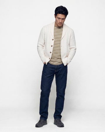 Ecru Cable Knit Shawl Neck Cardigan