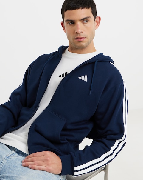 adidas 3 Stripes Full Zip Fleece Hoodie