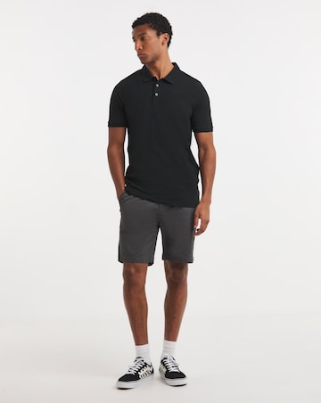 Pure Cotton Pique Polo Long Length- Black
