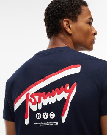 Tommy Jeans Short Sleeve Signature Back Print T-Shirt - Navy