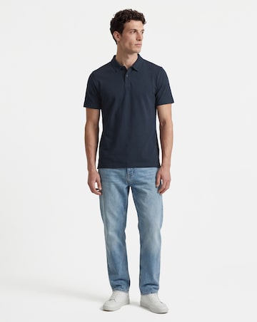 Pure Cotton Jersey Polo Long Length- Navy