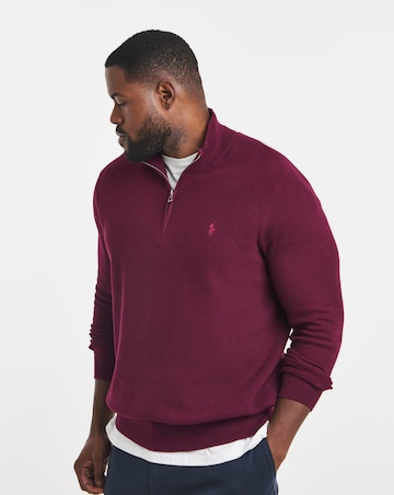Polo Ralph Lauren 1/2 Zip Cotton Jumper - Wine Heather