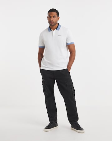 BOSS Short Sleeve Contrast Collar Polo - White