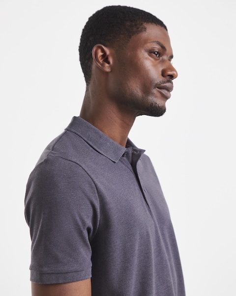 Pure Cotton Pique Polo- Charcoal