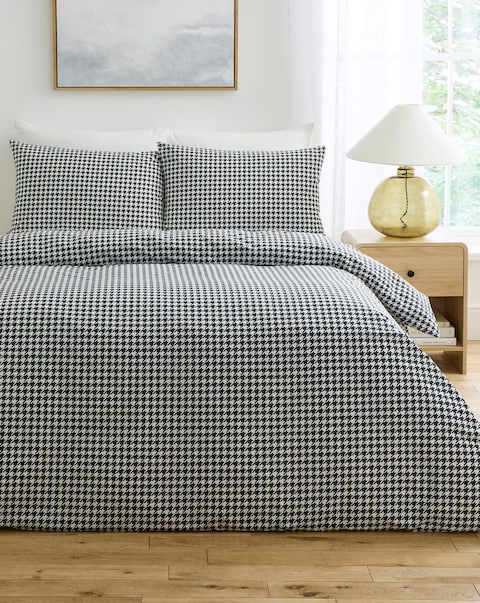 Houndstooth Cotton Blend Duvet Cover Set