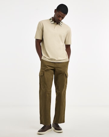 BOSS Short Sleeve Printed Collar Polo - Light Beige