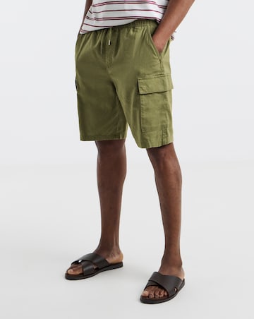 Linen Blend Elasticated Cargo Short