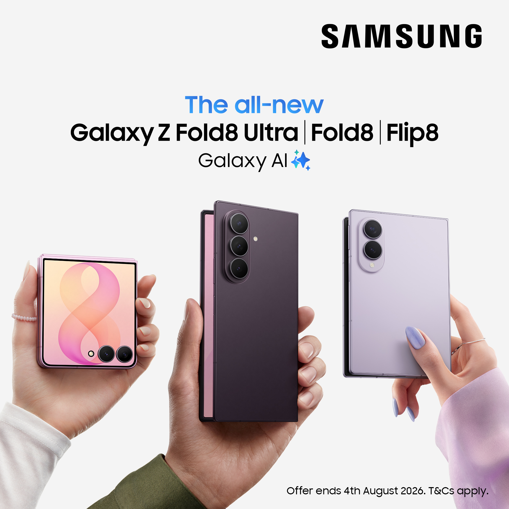 Samsung the all-new GalaxSamsung. All-new Galaxy Z Fold8 Ultra, Fold8, Flip8