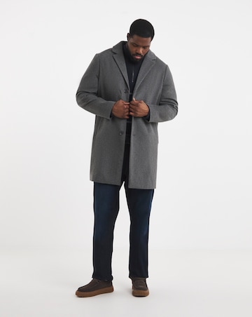Grey Wool Blend Mid Length Overcoat