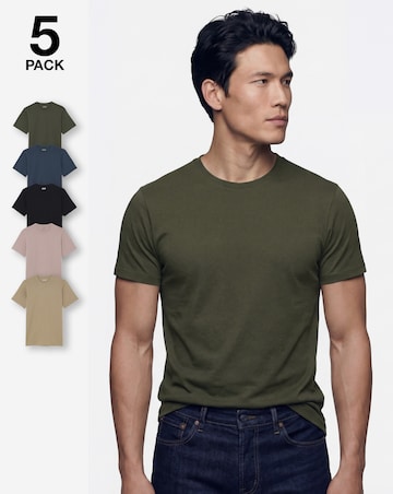 5 Pack Crew Neck T-Shirts Long - Multi