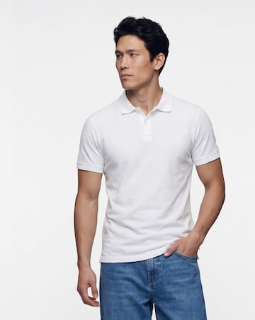 Pure Cotton White Pique Polo Extra Long Length- White