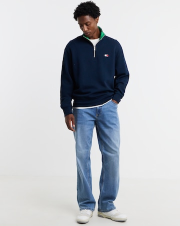 Tommy Jeans Branded Collar 1/4 Zip Sweatshirt - Navy