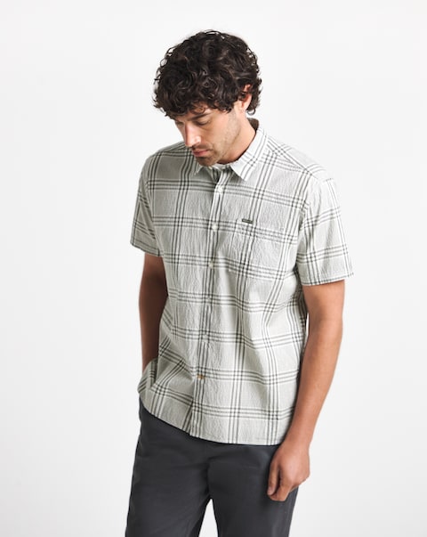 Barbour Carrock Short Sleeve Checked Seersucker Shirt - White