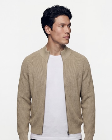 Fisherman Knitted Zip Through Cardigan