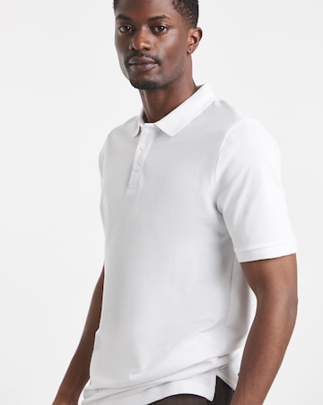 Pure Cotton White Pique Polo Extra Long Length- White