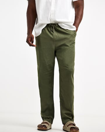 Linen Blend Elasticated Straight Fit Trouser