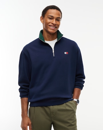 Tommy Jeans Branded Collar 1/4 Zip Sweatshirt - Navy