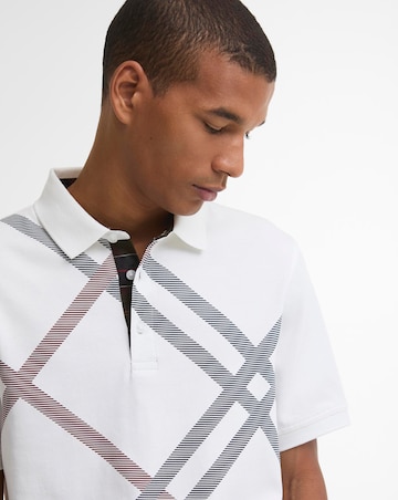 Barbour Short Sleeve Tartan Print Polo Shirt - White