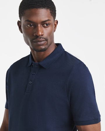 Pure Cotton Navy Pique Polo Extra Long Length- Navy