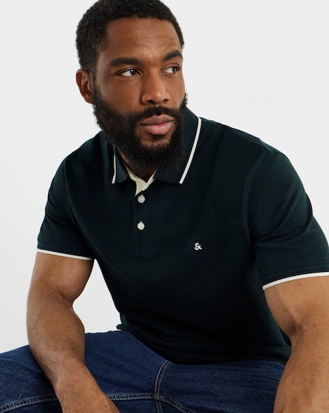 Jack & Jones Paulos Tipped Polo - Dark Green