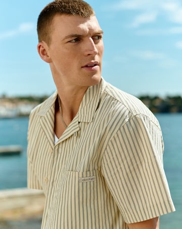 Calvin Klein Jeans Short Sleeve Cotton Poplin Shirt - Beige
