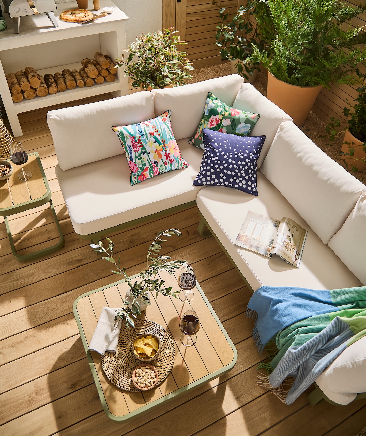 Genoa Green Corner Sofa Set is pictured