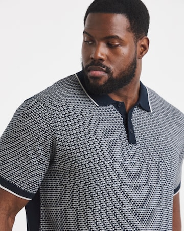 Geo Patterned Short Sleeve Knitted Polo
