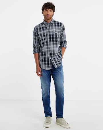 BOSS Long Sleeve Check Shirt - Grey