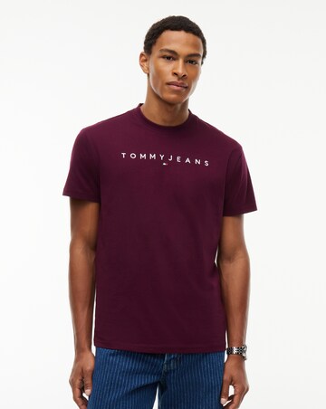 Tommy Jeans Short Sleeve Linear Logo T-Shirt - Berry