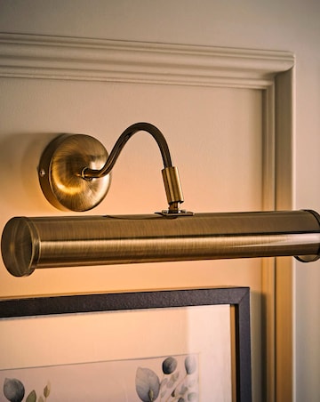 ValueLights Gemini Twin Picture Wall Light Antique Brass